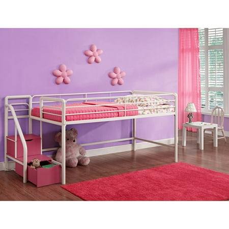 DHP Junior Twin Loft Bed With Storage Steps, Multiple Colors This button opens a dialog that displays additional images for this product with the option to zoom in or out. - DHP Junior Twin Loft Bed With Storage Steps, Multiple Colors