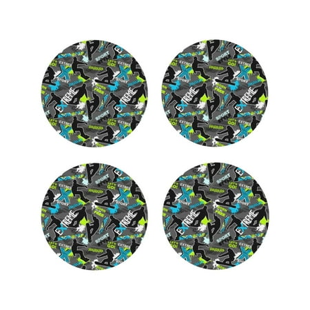 

Yiaed sport sonw board Print Leather Coasters for Drinks - Cup Coasters Coffee Table Kitchen Table Bar Home & Office Gifts Handmade Drink Coasters-Round Shape