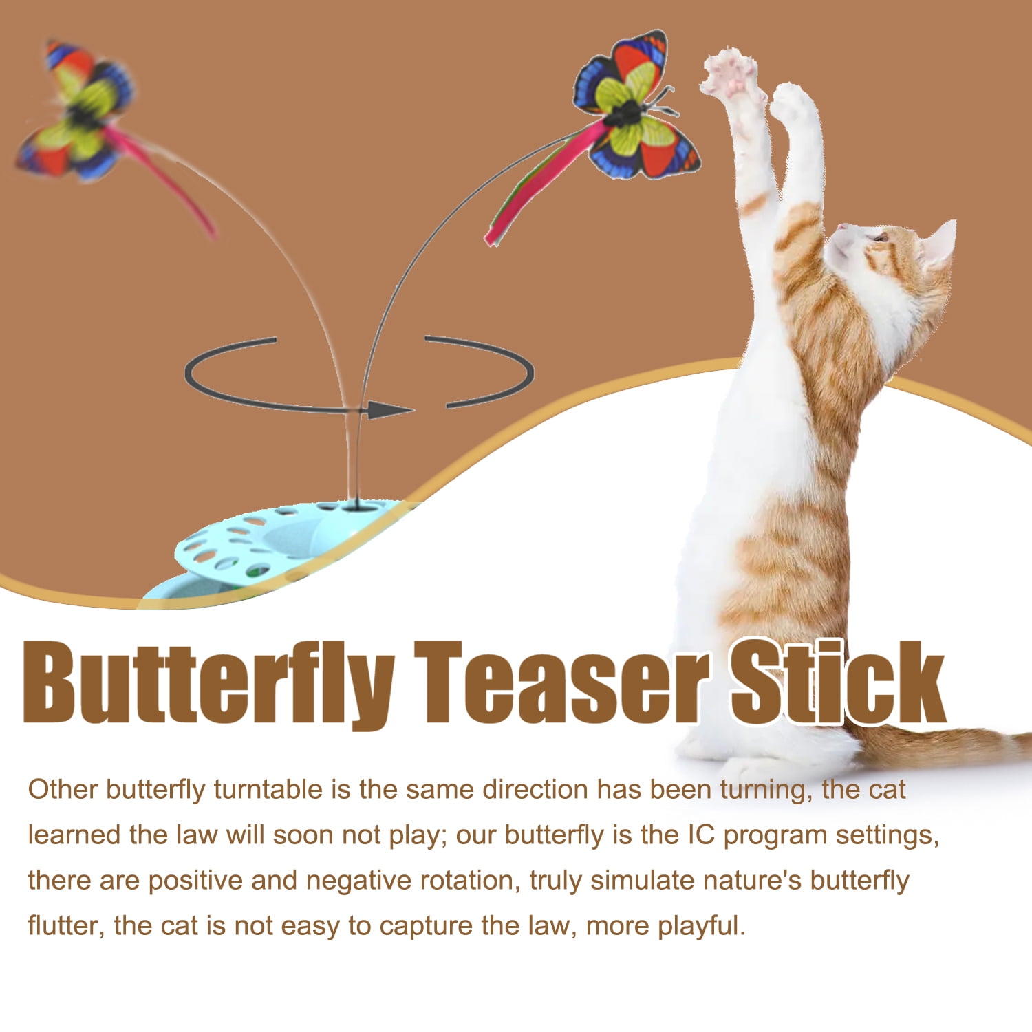 3-in-1 Interactive Cat Toys, Automatic Boredom Relief Kitten Toys 360°  Rotating