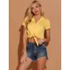 thumbnail image 2 of Blusa Corta Cambray Allegra K Frente Lazo Manga Corta Amarillo T L, 2 of 6