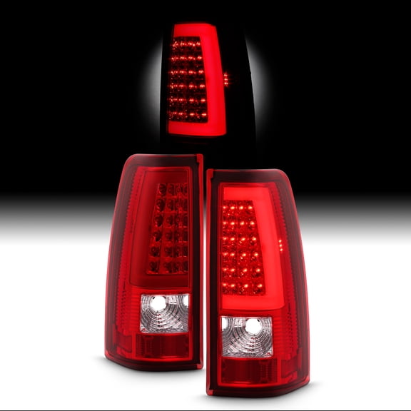 AKKON - Fits 03-06 Chevy Silverado 1500/2500/3500/1500HD/2500HD 2007 Classic [C-Tube] Red Crome Tail Lights Brake Lamp Fleetside
