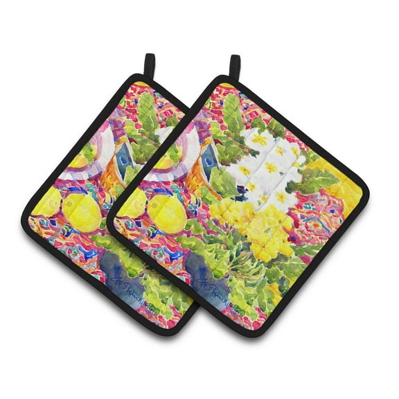 Carolines Treasures 6062PTHD Flower - Primroses Pair of Pot Holders , 7.5HX7.5W, multicolor