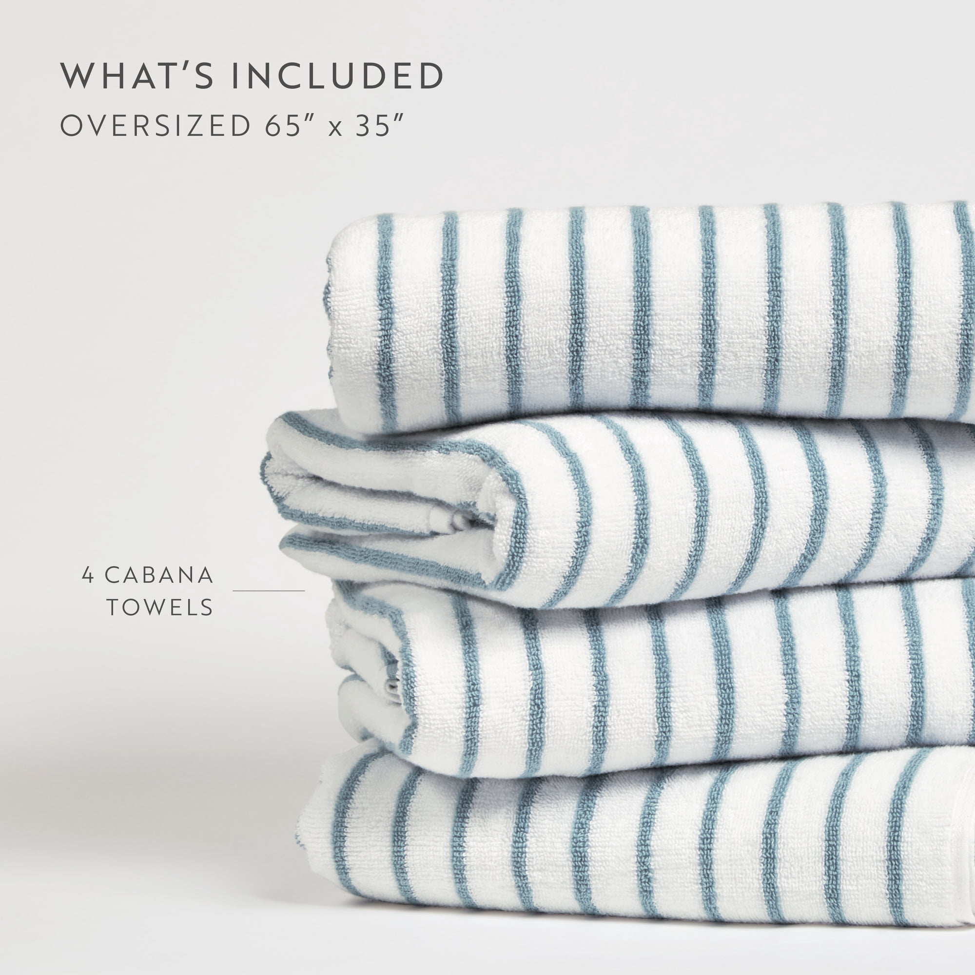 Comfort Canopy - Cabana Stripe Beach Pool Towels - Oversized 100% Ring Spun Cotton, Ultra Soft, Plush and Highly Absorbent, 35 x 65