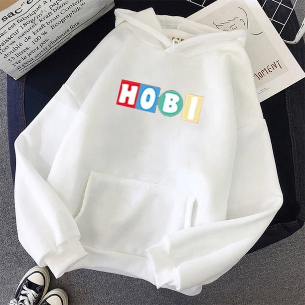 BTS HOBI mujeres sudadera con capucha Streetwear mujeres HOBI alfabeto inglés coreano Bulletproof Youth League impreso sudadera Casual cuello redondo sudadera Top
