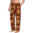 thumbnail image 2 of Daiia Red Plaid Sunflower Men's Sleep Pant with Pockets and Drawstring,Pajama Pants-Small, 2 of 9