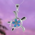thumbnail image 2 of Beautiful Hawaiian Blue Opal Plumeria Sea Turtle Necklace, Sterling Silver Opal Plumeria Turtle Pendant, N6159 Birthday Valentine Mom Gift, 2 of 9