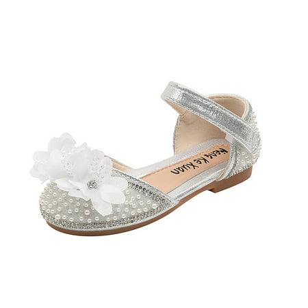 

Girls Sandals Girls Sandals Fashion New Pattern Pearl Decoration Cute Hook Loop Versatile Low Heel Comfortable Princess Shoes Toddler Girl Sandals/Toddler Boy Sandals(Color:Silver Size:15)