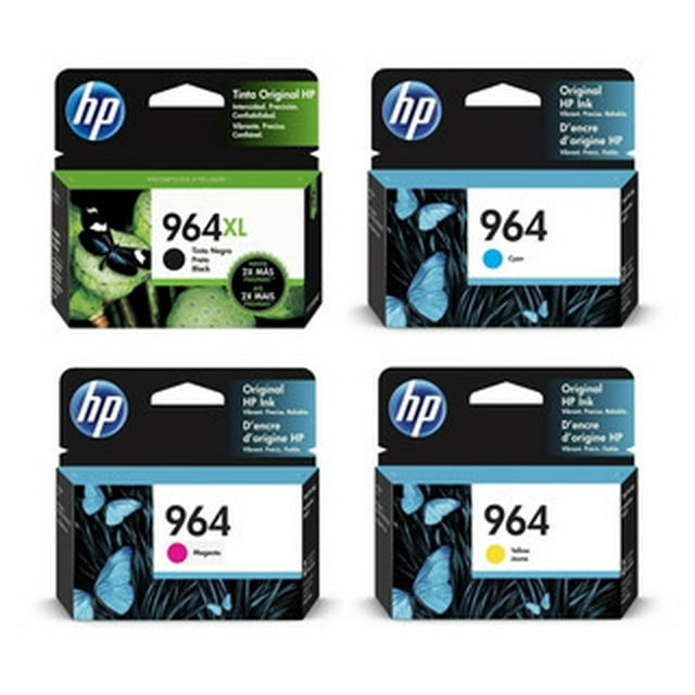 Combo de cartucho de Tinta HP 964XL Negra y cartucho de Tinta HP 964A Cian, Magenta y Amarillo para Impresora Deskjet HP 3JA57AL + 3JA50AL + 3JA51AL + 3JA52AL