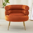 thumbnail image 5 of Royard Oaktree Velvet Accent Chair with Ottoman Upholstered Round Back Leisure Chairs with Gold Metal Legs Modern Boucle Chair and Footrest Set Single Sofa Chair for Living Room Bedroom Office， Orange, 5 of 7