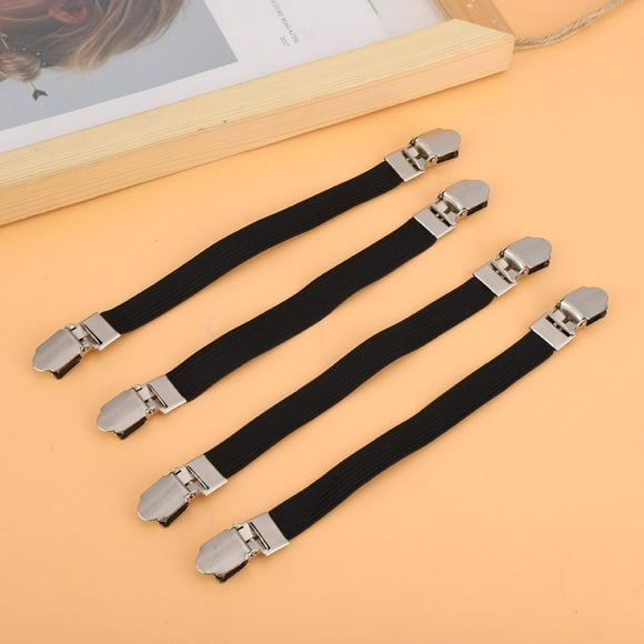 Sheet Clips, Double Head Clips Elastic Sheet Straps, Crisscross For Bedroom Home Living Room Fitted Sheet Black