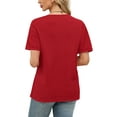 thumbnail image 6 of Ronuti Women's Tops Casual Scoop Neck Short Sleeve Waffle Knit Hollow Out Shirts Loose Tunic Tops Blouses, 6 of 10