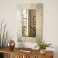 thumbnail image 4 of DecMode 24" x 36" Cream Handmade Mosaic Wall Mirror with Blue Corners, 4 of 15