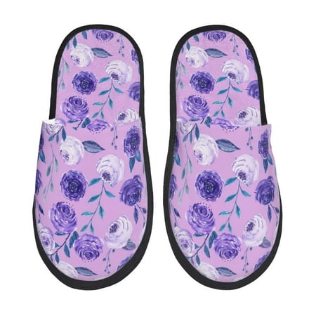 Balery Violet Slient Indoor Furry Fleece Comfort House Shoes Soft Non-Slip Home Shoes Cotton slippers House Slippers-- Large
