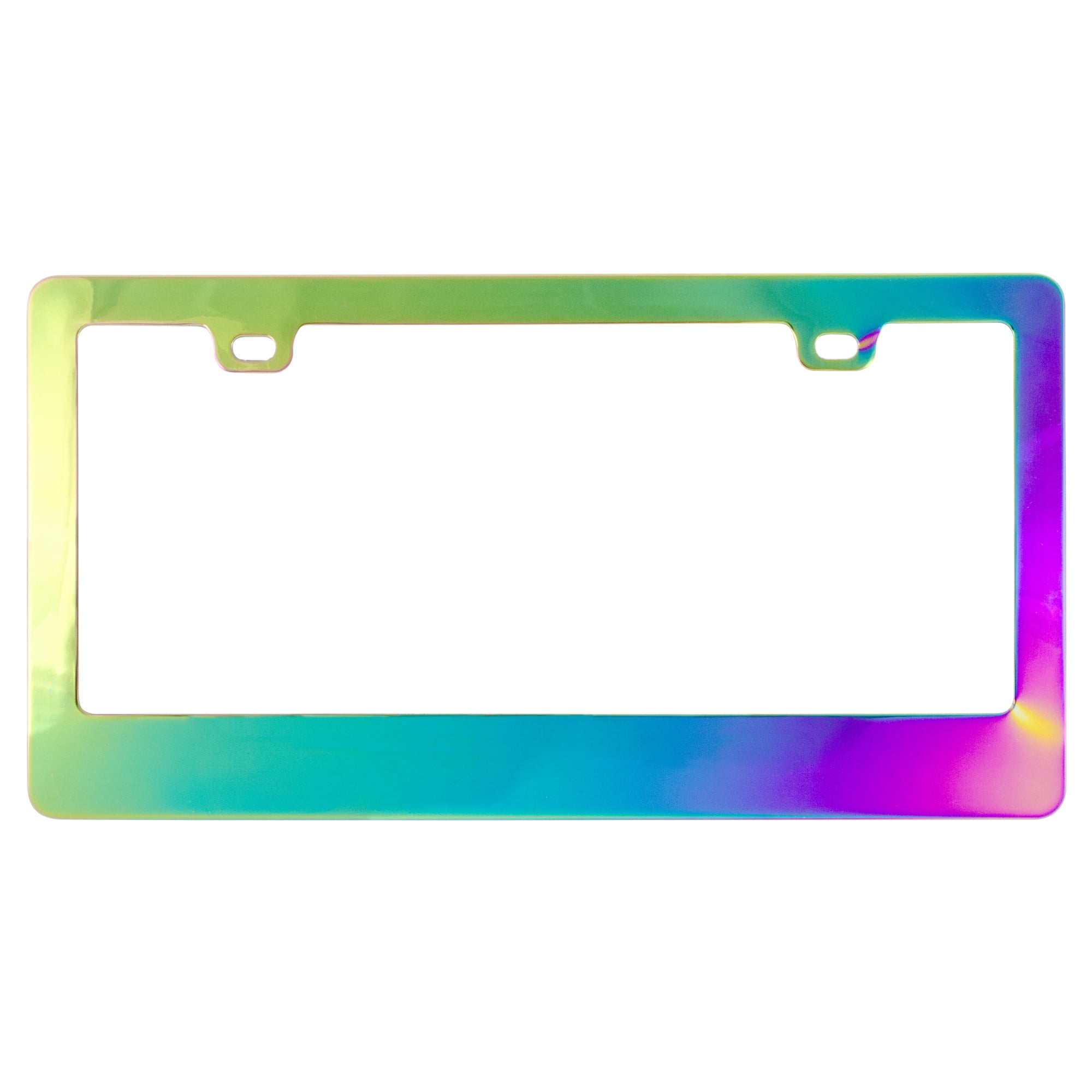 1 Estodian Blue Burnt Rainbow Chameleon Colorful Rline Car License Plate Tag Holder Frame for Volkswagen R Line 304 Stainless Steel 