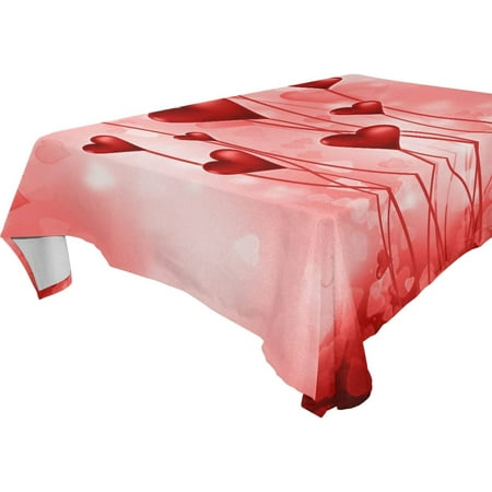 

Valentines Red Hearts Square Tablecloth Rectangle Modern Table Linen Cloth Cover for Kitchen Dining Room Party Home Decor