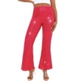 thumbnail image 4 of Dewadbow Women Sequin Bell Bottom Pants Glitter Sparkle High Waist Wide Leg Palazzo Trousers Bling Flare Pants Club Wear, 4 of 6