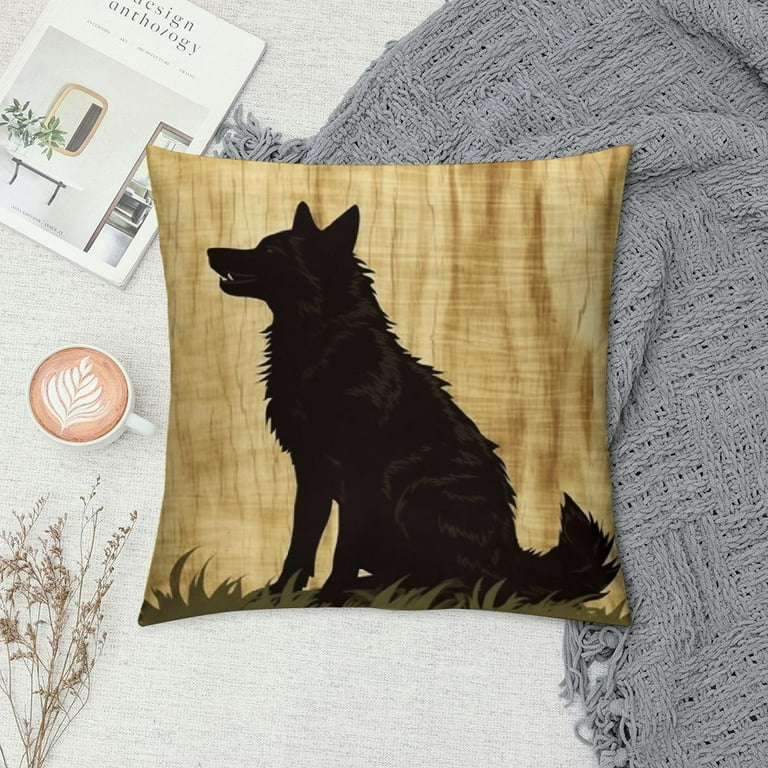 COMIO Log Cabin Decor Cabin Throw Pillows Cover Cabin Wolf Decorative Throw Pillow Cover Rustic Woodland Log Cabin for Bed Lodge Room Home Decor
