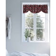 thumbnail image 4 of Red Strawberry Tie Up Valances Curtain, Adjustable Kitchen White Flowers Leaves Black Background Valances for Windows Decor, Rod Pocket Short Curtains Set for Bedroom/Bathroom, 60"x18", 4 of 8