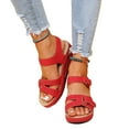 thumbnail image 1 of SUNSIOM Womens Wedge Platform Sandals Open Toe Summer Sandals Lightweight Non Slip Buckle Strap Wedge Shoes, 1 of 9