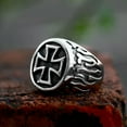thumbnail image 4 of K-KED Men's Vintage Delicate Jewelry Fire Iron Cross Ring Stainless Steel Cross Biker Punk Ring-8, 4 of 6