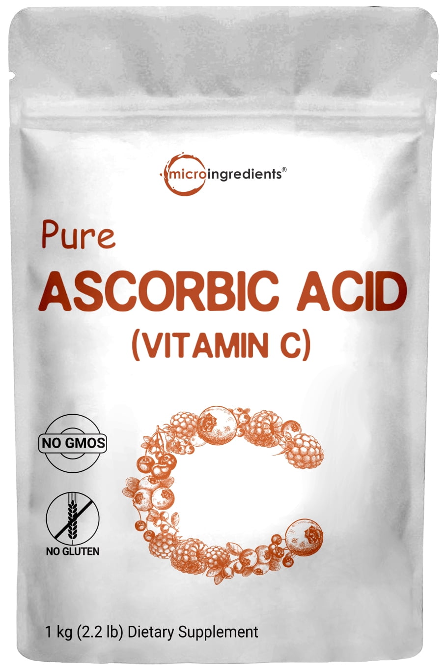 Micro Ingredients Pure Ascorbic Acid Powder (Vitamin C), 1 Kilogram (2.2 lb)