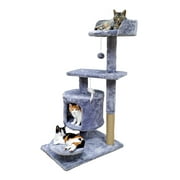 FixtureDisplays® 21X18X34.2 Cat Tree Condo Furniture with Sisal-Covered Scratching Posts, Plush Condo, Platforms Light Gray 15735