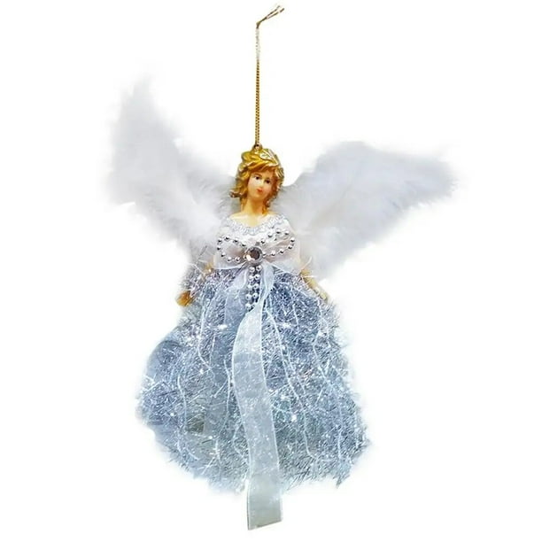Colgante de Ángel de Navidad, adorno de árbol de Navidad con alas, hecho a mano