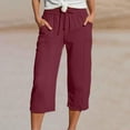 thumbnail image 2 of Flmaly vacation outfits for women High Waistband Linen Pants For Women Lightweight Spring Womens Summer Pant 2025 Ladies Vacation Beach Trousers With Pockets Vacation Outfits, 2 of 6
