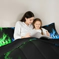 thumbnail image 5 of jejeloiu 2D Flame Bedding Comforter Set,Modern Fire Games Twin Comforter Sets,Blue Green Bedding Set For Boys Kids,Ultra Soft Home Decor Reversible,2-Piece, 5 of 8
