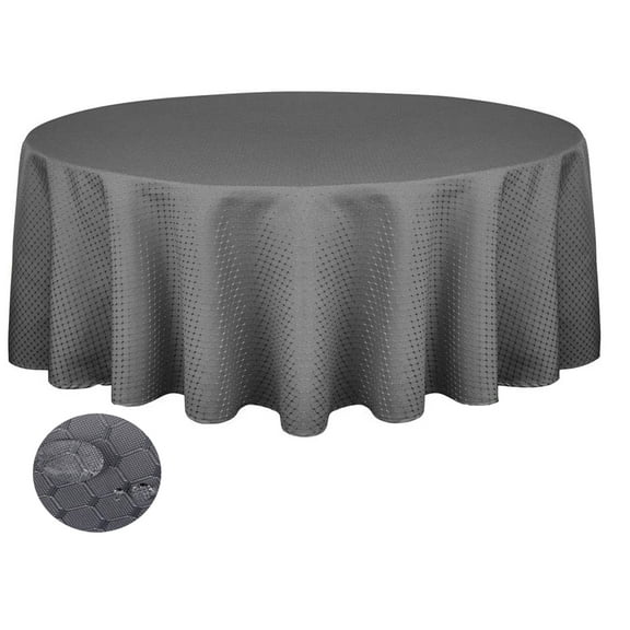 Tektrum 70 inch Round Elegant Waffle Weave Check Jacquard Tablecloth Table Cover - Waterproof/Stain Resistant/Spill Proof/Wrinkle Free - Great for Dinner, Banquet, Parties (Charcoal)