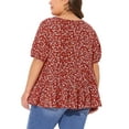 thumbnail image 4 of DARING DIVA Women's Plus Short Sleeve Crew Neck Casual Babydoll Top 3X Red, 4 of 5