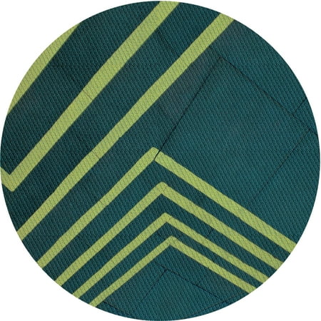 

Ahgly Company Indoor Round Patterned Deep Teal Green Area Rugs 5 Round