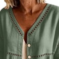thumbnail image 6 of Summer Cotton Linen Tops,Summer Tshirt Shirts for Women 3/4 Sleeve Cotton Linen Button Down Tunic Tops Casual Loose V Neck Blouses, 6 of 7