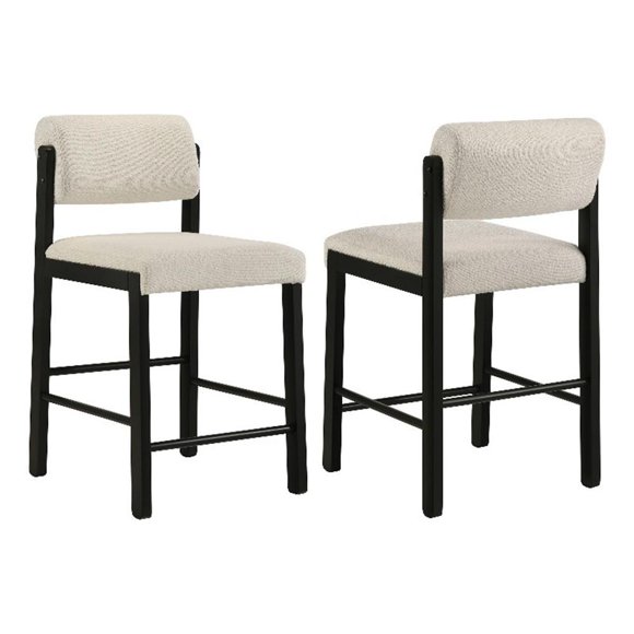 Coaster Kehoe 25" Upholstered Wood Counter Chair in Cream/Black