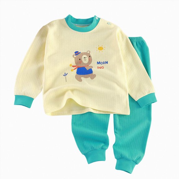 TOWED22 Baby Toddler Kids Viscose from Bamboo Pajamas Set Soft Pjs 2pcs Fall Winter Sleepwear 6-12 Months 12-24 Months 2t 3t 4t 5t 6t 7t 8t 9t Children,Mint Green,6-12 M