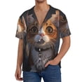thumbnail image 3 of Haiem Wide Eyed Cartoon Cats Men's Casual Shirts Short Sleeve Button Down Shirts Fashion Textured Summer Beach Shirt-Large, 3 of 7