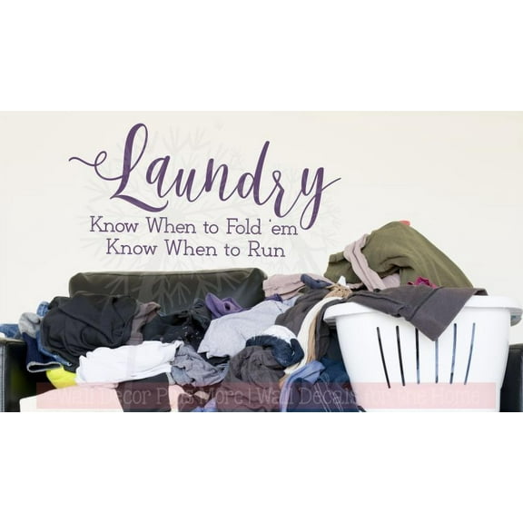 Funny Laundry Quote Fold or Run Wall Stickers Decals Vinyl Art Home Decor 23x11-Inch Plum
