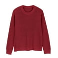 thumbnail image 5 of Women's Ribbed Knit Sweater, Textured Crewneck Pullover, Soft Thick Knit Top for Fall and Winter, Comfortable Chunky Knit Sweater for Women, Cozy Casual Ribbed Crewneck Sweater for Daily Wear Red, 5 of 9