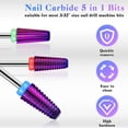 thumbnail image 2 of Juego de 3 brocas de carburo para uñas 5 en 1, juego de brocas para uñas, rotación de 2 vías, uso tanto para zurdos como para diestros, máquina de perforación de tamaño de vástago de 3/32 pulgadas par Namotu CZMR-HY100-2, 2 of 7