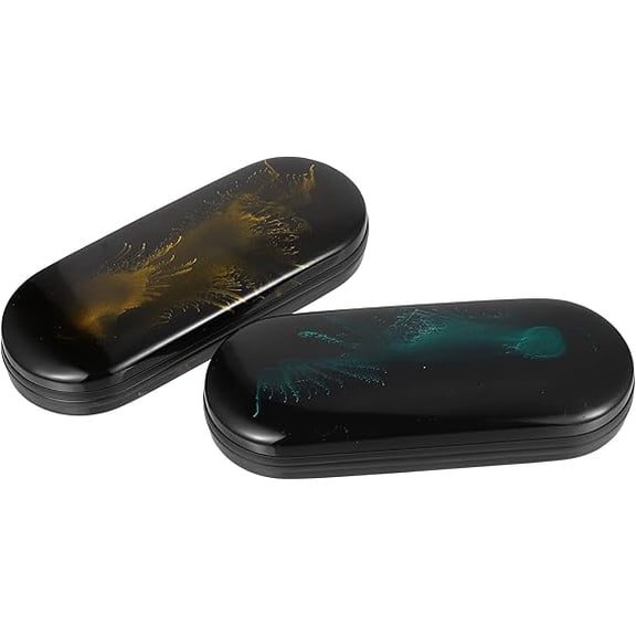 Ipetboom 2-Piece Metal Glasses Case Set, Yellow Hard Shell Eyeglass Holder for Sunglasses and Storage, Portable Protective Case for Travel and Daily Use