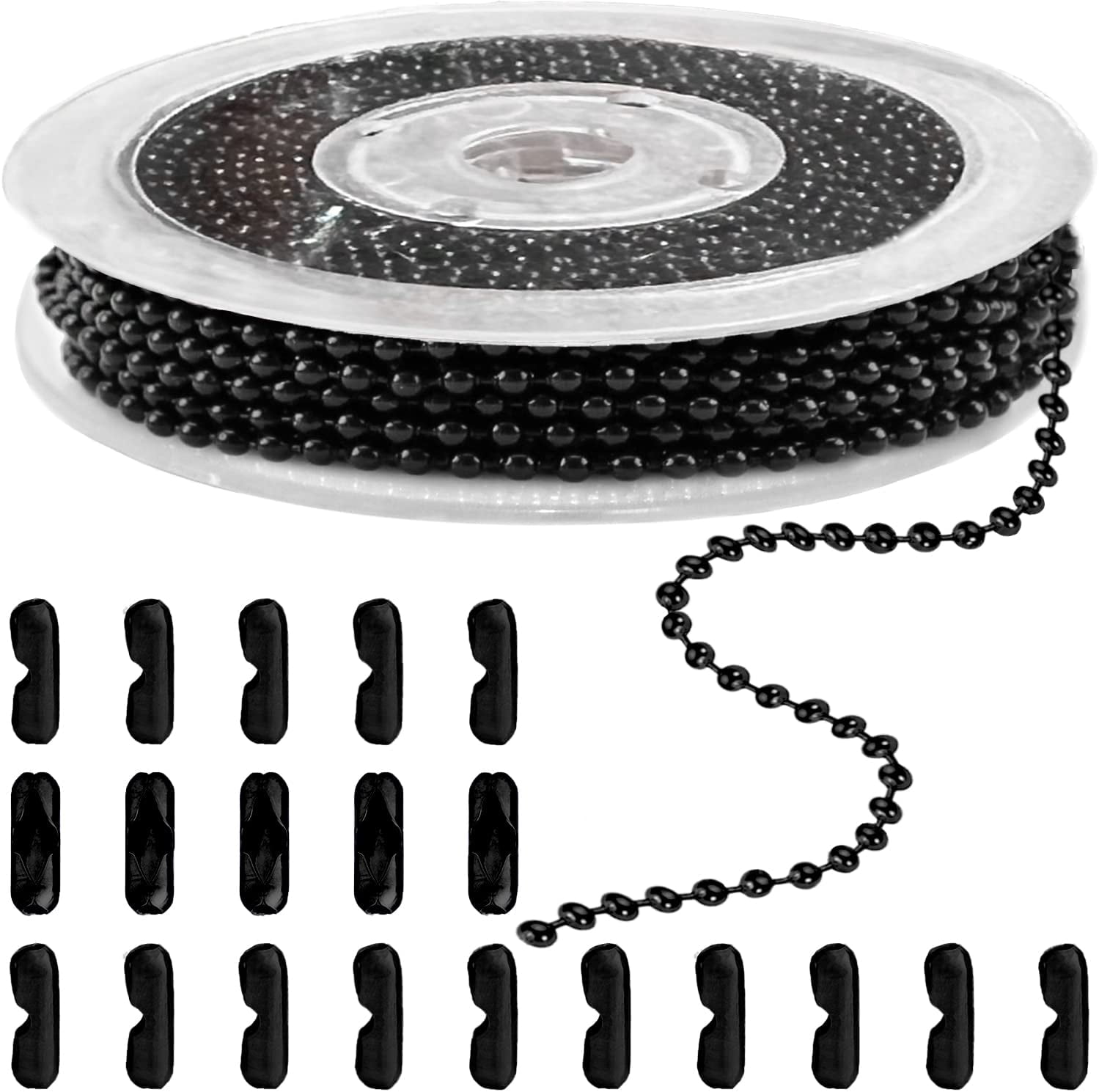 Wayilea Ball Bead Chain 52 Feet, Stainless Steel Ball Chains with 100 Pieces Matching Connectors Clasps, DIY Necklace Making Craft Dog Tag Key Chain