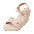 thumbnail image 7 of Platform Wedge Heels for Women Open Toe Suede Elegant Dressy Shoes with Ankle Strap Cushioned Footbed Travel Walking Footwear Beige Size 9.5, 7 of 7