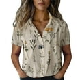 thumbnail image 4 of Shirts For Women Cotton Shirt Printed Fashion Down Shirts Casual Tops Short Sleeve Blouse Long Sleeve Shirts For Women, 4 of 4