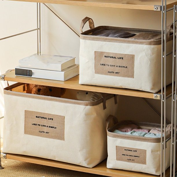 XWSHYW Almacenamiento de Ropa y Armarios. Bolsas de Almacenamiento de Tela Plegables con Asas Cajas de Almacenamiento Cestas de Almacenamiento Organizar Juguetes Estantes de Libros Cestas de Almacena
