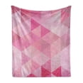 thumbnail image 1 of Pink Soft Flannel Fleece Throw Blanket, Abstract Vintage Triangles Mosaic Grid Style Graphic Pattern Design Image Print, Cozy Plush for Indoor and Outdoor Use, 50" x 60", Pink, by Ambesonne, 1 of 6