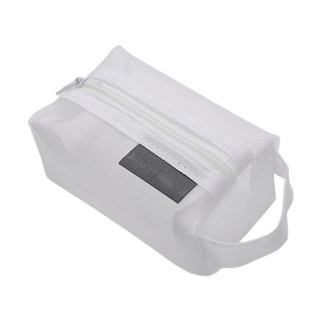 Purse Nylon Square Mesh Coin Bags Card Transparency Storage Depository Comfortable Zipper Durable Stationery Convenience White