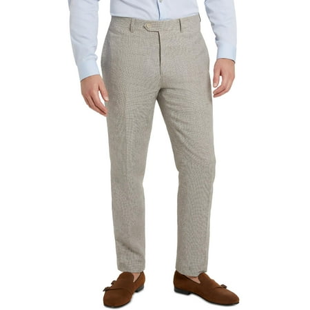Men's Slim-Fit Taupe Houndstooth Suit Separate Pant Taupe Houndstooth 30x30