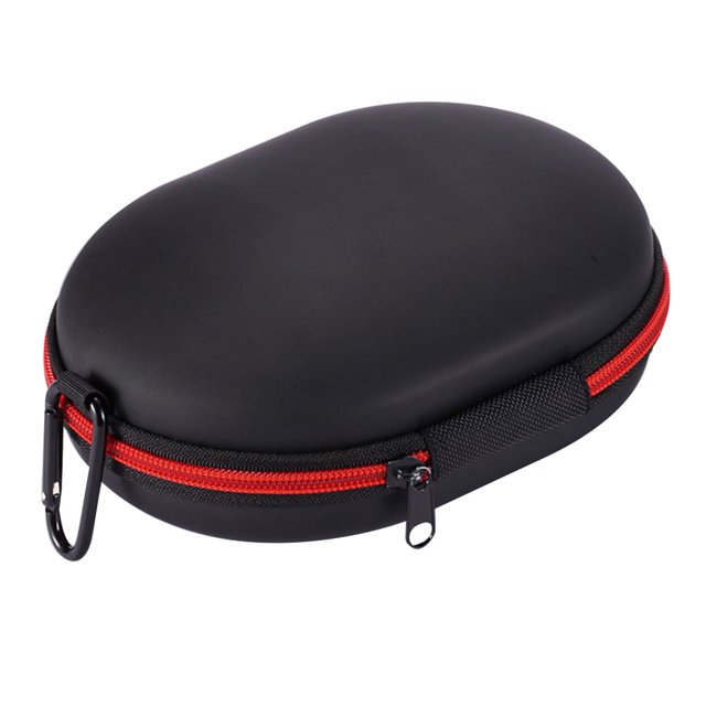Bolsa para guardar auriculares, portátil, duradera y práctica, con cremallera, compatible con modelos sin hebilla (negro y rojo).