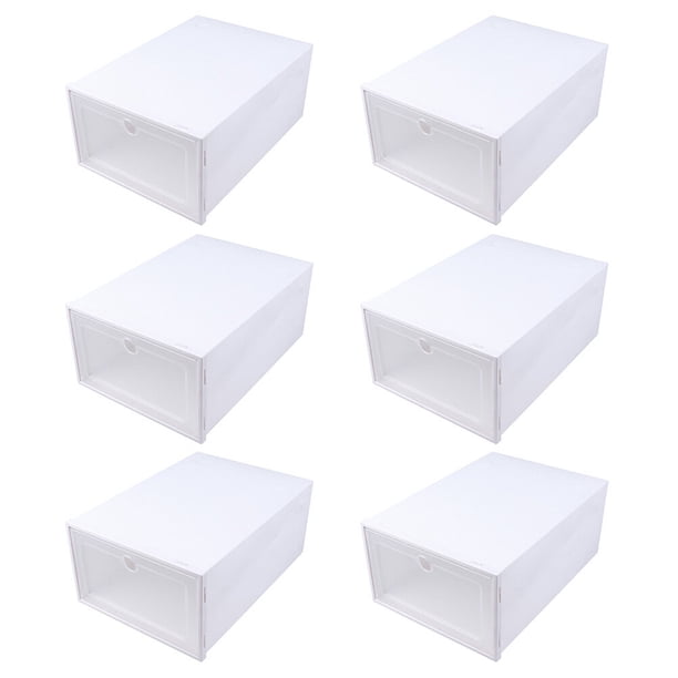 Caja de zapatos transparente tipo cajón, apilable y a prueba de polvo, 6 unidades