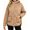 Khaki, variant on Winter Women Long Sleeve Zipper Quilted Coat Casual Loose Lightweight Hooded Puffer Jacket with Pocket